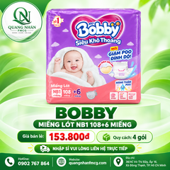 Miếng lót Bobby NB1 108 miếng + 6 miếng tặng