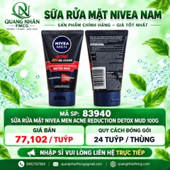 Sữa rửa mặt NIVEA nam acne reduction detox mud 100g