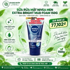 Sữa rửa mặt NIVEA nam extra bright mud 100g +50g