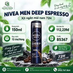 Xịt ngăn mùi NIVEA men Deep than đen hương espresso (150ml)
