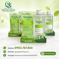 SỮA RỬA MẶT SIMPLE LÀNH TÍNH & SẠCH THOÁNG (REFRESHING) 150ML +  NTT 200ML x 6 BỘ