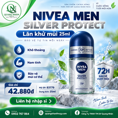 Lăn ngăn mùi nam NIVEA phân tử bạc 25ml