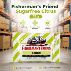 Fisherman’s Friend Citrus Sugar Free 22g – Kẹo Ngậm Không Đường Hương Cam Chanh Sảng Khoái
