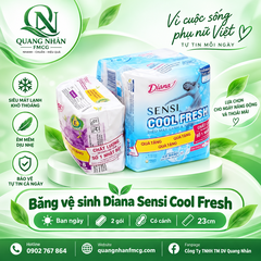 Lố 2 - băng vệ sinh diana sensi cool fresh siêu mỏng cánh 8 miếng +8m hàng ngày - 23cm