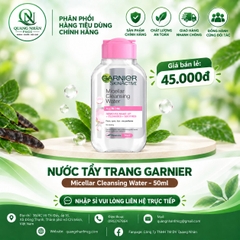 Nước tẩy trang GARNIER – làm sạch dịu nhẹ, sạch makeup & bụi bẩn hiệu quả 50ml (hồng)