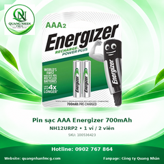 Pin sạc AAA Energizer 700mAh NH12URP2 • 1 vỉ / 2 viên