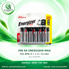 PIN AA ENERGIZER MAX E91 BP8+4 • 1 vỉ / 12 viên