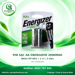 PIN SẠC AA ENERGIZER 2000MAH NH15 PP RP2 • 1 vỉ / 2 viên