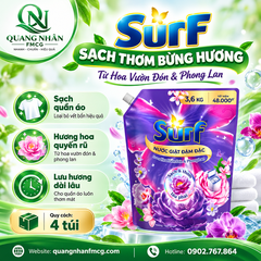 NƯỚC GIẶT SURF HƯƠNG HOA CỎ HUYỀN BÍ 3.6KG X 4 TÚI