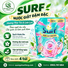 NƯỚC GIẶT SURF HƯƠNG SƯƠNG MAI DỊU MÁT 3.6KG X 4 TÚI
