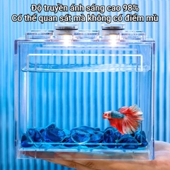 Hồ cá mini lắp ráp 12cm để bàn tích hợp đèn LED