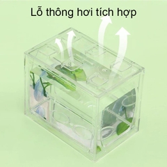 Hồ cá mini lắp ráp 12cm để bàn tích hợp đèn LED