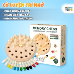 Đồ Chơi Cờ Luyện Trí Nhớ, Bộ Cờ Màu Sắc Bằng Gỗ Luyện Trí Nhớ Tư Duy Cho Bé, Bàn Cờ Rút Gỗ Trí Tuệ