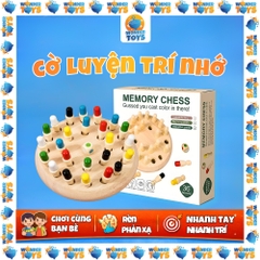Đồ Chơi Cờ Luyện Trí Nhớ, Bộ Cờ Màu Sắc Bằng Gỗ Luyện Trí Nhớ Tư Duy Cho Bé, Bàn Cờ Rút Gỗ Trí Tuệ