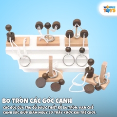 Đồ Chơi Mở Khóa Dây Thừng Gỗ 1-2-3 Cột, Rope Loop Puzzle, Dây Vòng Xếp Hình  3D Gỗ, Trò Chơi Trí Não