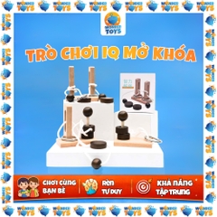Đồ Chơi Mở Khóa Dây Thừng Gỗ 1-2-3 Cột, Rope Loop Puzzle, Dây Vòng Xếp Hình  3D Gỗ, Trò Chơi Trí Não