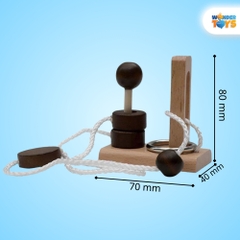 Đồ Chơi Mở Khóa Dây Thừng Gỗ 1-2-3 Cột, Rope Loop Puzzle, Dây Vòng Xếp Hình  3D Gỗ, Trò Chơi Trí Não