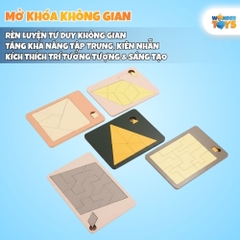 Đồ Chơi Xếp Hình Mở Khoá Không Gian Gỗ, Impossible Puzzle, Xếp Hình Học 3D Gỗ, Trò Chơi Trí Não