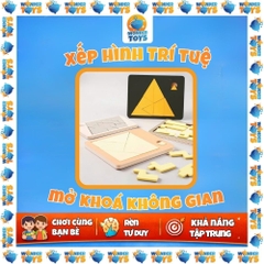 Đồ Chơi Xếp Hình Mở Khoá Không Gian Gỗ, Impossible Puzzle, Xếp Hình Học 3D Gỗ, Trò Chơi Trí Não