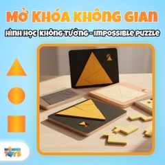 Đồ Chơi Xếp Hình Mở Khoá Không Gian Gỗ, Impossible Puzzle, Xếp Hình Học 3D Gỗ, Trò Chơi Trí Não