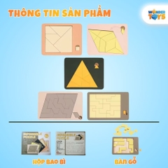 Đồ Chơi Xếp Hình Mở Khoá Không Gian Gỗ, Impossible Puzzle, Xếp Hình Học 3D Gỗ, Trò Chơi Trí Não