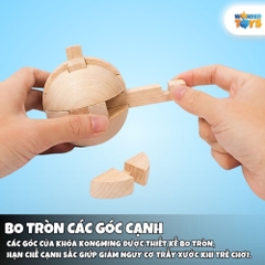 Đồ chơi khóa kongming bằng gỗ, câu đố 3D hình quả bóng tròn, trò chơi mở khóa lỗ ban thông minh tháo gỡ và láp ráp