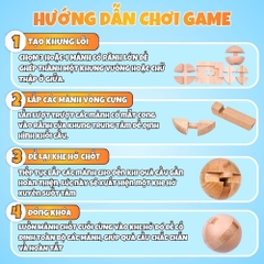 Đồ chơi khóa kongming bằng gỗ, câu đố 3D hình quả bóng tròn, trò chơi mở khóa lỗ ban thông minh tháo gỡ và láp ráp