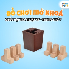 Đồ Chơi Gỗ Giải Đố Mở Khóa Hộp Ma Thuật 6T Chữ T – Game Trí Tuệ Logic Rèn Tư Duy