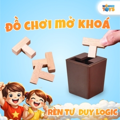Đồ Chơi Gỗ Giải Đố Mở Khóa Hộp Ma Thuật 6T Chữ T – Game Trí Tuệ Logic Rèn Tư Duy
