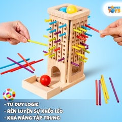 Tháp Banh Rút Que Cân Bằng Bằng Gỗ Cho Bé – Đồ Chơi Trí Tuệ Phát Triển Tư Duy & Khéo Léo