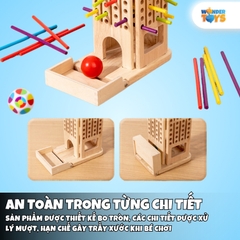 Tháp Banh Rút Que Cân Bằng Bằng Gỗ Cho Bé – Đồ Chơi Trí Tuệ Phát Triển Tư Duy & Khéo Léo