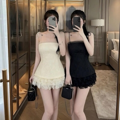 Sét bộ ren nữ hotrend váy tầng áo cúp phối lưới thân sau áo chạy chỉ thun mocking co giản dể mặc cho phong cách thời trang hiện đại