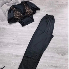 Sét bộ nữ quần dài satin áo phối ren Nhung Women Top Ong