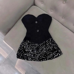 Sét đồ nữ hotrend chân váy bling kim sa áo cúp dạ kim tuyến đính nút kiểu thời trang hiện đại cho phong cách cá nhân