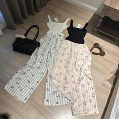Sét Đồ Nữ Áo Thun Balo Quần Dài Ống Suông Chất Lụa Hoạ Tiết Xinh Phong Cách Thời Trang Hiện Đại