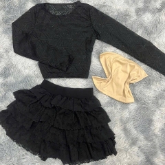 Bộ Ren Váy Tầng Nữ Kèm Áo Ong Tầy Dài - mẫu mới set thường Kem Nhung Voi Women đồ