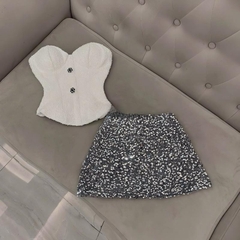 Sét đồ nữ hotrend chân váy bling kim sa áo cúp dạ kim tuyến đính nút kiểu thời trang hiện đại cho phong cách cá nhân