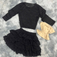 Bộ Ren Váy Tầng Nữ Kèm Áo Ong Tầy Dài - mẫu mới set thường Kem Nhung Voi Women đồ
