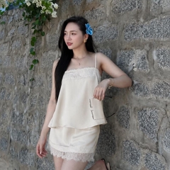 Sét đồ nữ lụa tô châu áo 2S phối ren mix chân váy - Thiết kế tinh tế, phong cách hiện đại