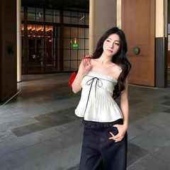 Áo Quây Nữ Hotrend Thắt Nơ Viền Ren Xếp Li Eo Dễ Thương Sang Chảnh Chất Vải Lụa Mềm Mại Thân Sau Áo Chạy Chỉ Chun Co Giãn