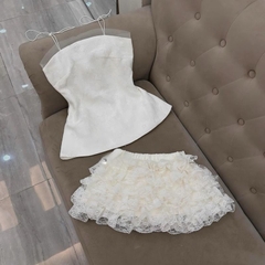Sét bộ ren nữ hotrend váy tầng áo cúp phối lưới thân sau áo chạy chỉ thun mocking co giản dể mặc cho phong cách thời trang hiện đại