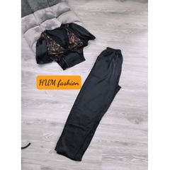 Sét quần dài ống rộng áo phối ren Tibu_Hum fashion
