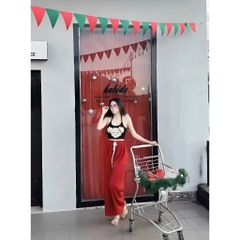 sét đồ nữ quần dài suông áo yếm trang trí gấu