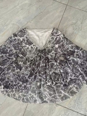 Áo nữ babydoll voan tơ mỏng nhẹ cổ V trang trí đá
