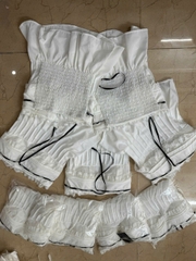 Áo Quây Nữ Hotrend Thắt Nơ Viền Ren Xếp Li Eo Dễ Thương Sang Chảnh Chất Vải Lụa Mềm Mại Thân Sau Áo Chạy Chỉ Chun Co Giã