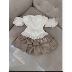 SÉt bộ nữ TIbu_Hum fashion :chân váy 2 tầng áo cúp trễ vai