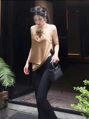 Áo yếm nữ hotrend hở lưng đính hoa lớn dễ phối nhiều phong cách cá tính humfashion