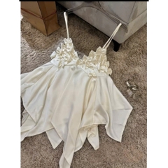 Áo kiểu nữ 2 dây tà nhọn đính nhiều nơ nổi hot trend sang chảnh