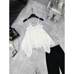 Áo kiểu nữ 2 dây tà nhọn đính nhiều nơ nổi hot trend sang chảnh