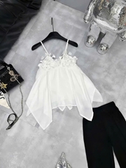 Áo kiểu nữ 2 dây tà nhọn đính nhiều nơ nổi hot trend sang chảnh